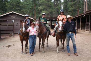 Jonathan, Robert and Nancy on Horseback