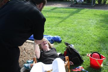 Jeff helps Mom up