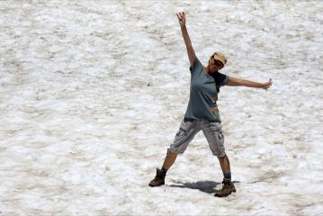 nancy on the snow in July
